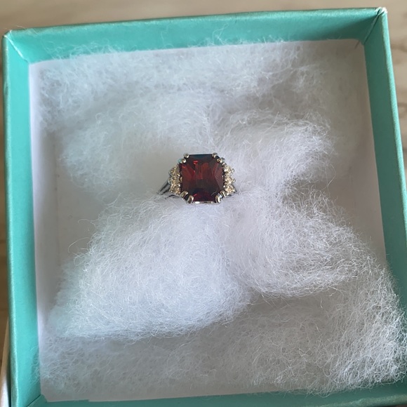 🪞 faceted garnet stone sterling silver 925 ring - Picture 7 of 10